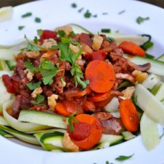Slow Cooker Turkey Spaghetti over Zucchini Noodles