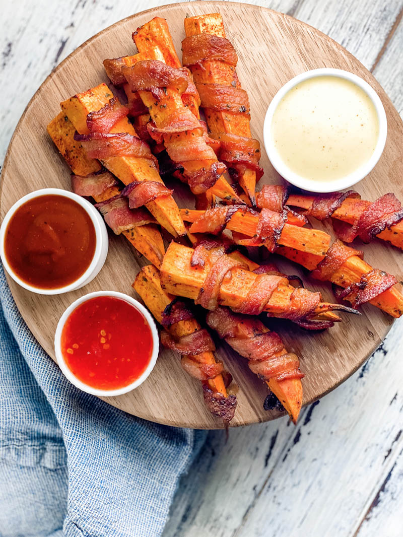 Bacon Wrapped Sweet Potato Fingers